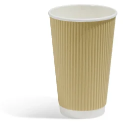 Gobelet cartonné extérieur cannelé beige et blanc 40 cl x10-Gifi