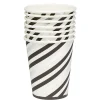 Gobelet en carton à rayures blanc noir et argent x 8-Gifi Discount
