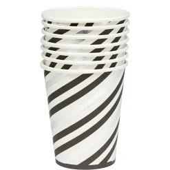 Gobelet en carton à rayures blanc noir et argent x 8-Gifi Discount