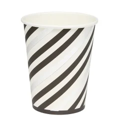Gobelet en carton à rayures blanc noir et argent x 8-Gifi Discount