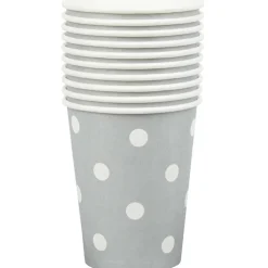 Gobelet en carton argenté design pois blancs x10-Gifi Hot