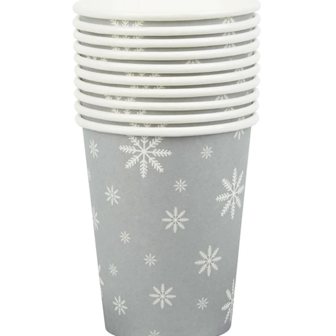 Gobelet en carton argenté design flocons blancs x10-Gifi Outlet