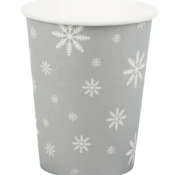 Gobelet en carton argenté design flocons blancs x10-Gifi Outlet