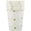 Gobelet en carton blanc design étoiles dorées x10-Gifi Online