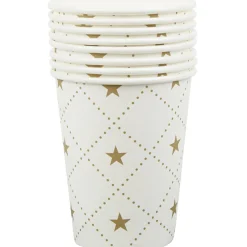 Gobelet en carton blanc design étoiles dorées x10-Gifi Online