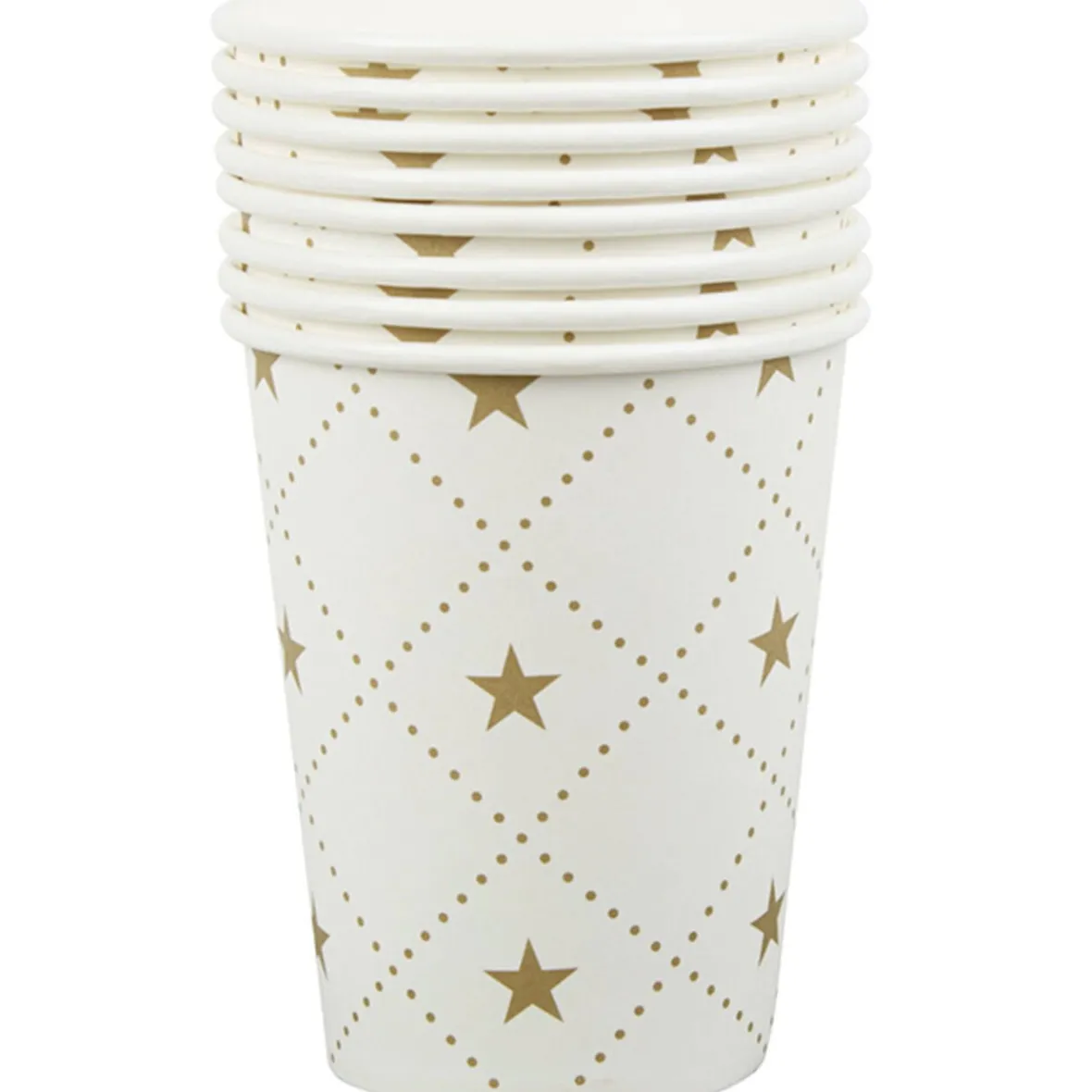 Gobelet en carton blanc design étoiles dorées x10-Gifi Online