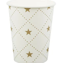 Gobelet en carton blanc design étoiles dorées x10-Gifi Online