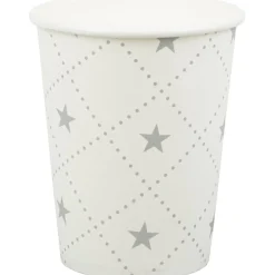 Gobelet en carton blanc design étoiles argentées x10-Gifi