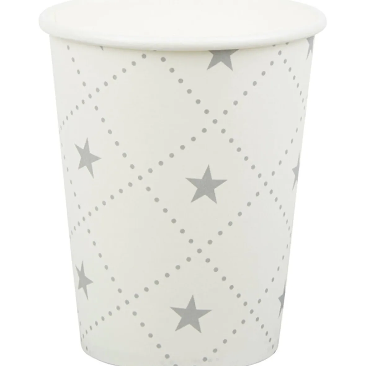 Gobelet en carton blanc design étoiles argentées x10-Gifi