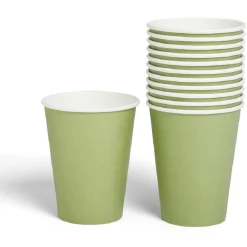 Gobelet en carton 36cl Vert olive x12-Gifi Clearance