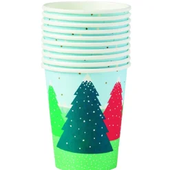 Gobelet en carton design sapins rouges et verts 25 cl x10-Gifi Online