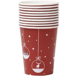 Gobelet en carton fond rouge design suspensions de noël 25 cl x10-Gifi Discount