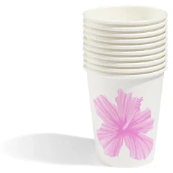 Gobelet en carton motif fleur hibiscus x10-Gifi Sale