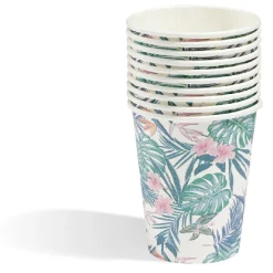 Gobelet en carton motif tropical fleur feuille x10-Gifi Online