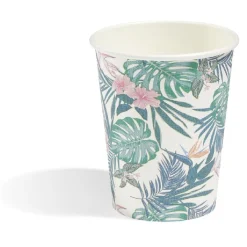 Gobelet en carton motif tropical fleur feuille x10-Gifi Online