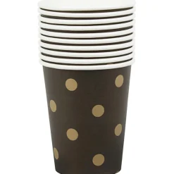 Gobelet en carton noir design pois dorés x10-Gifi Sale