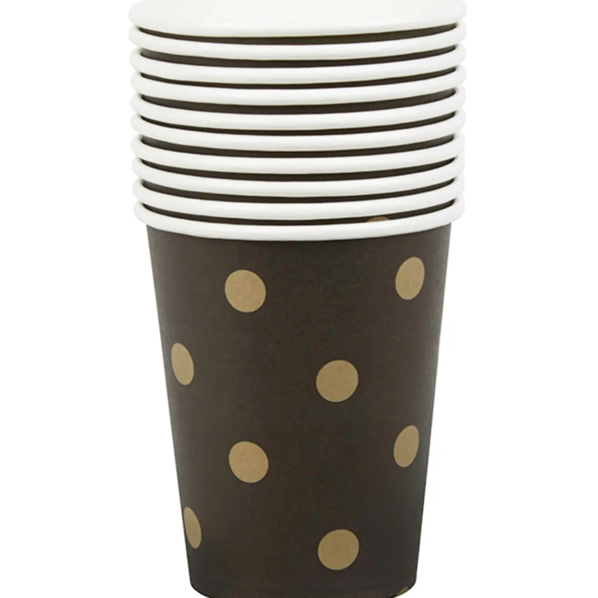 Gobelet en carton noir design pois dorés x10-Gifi Sale