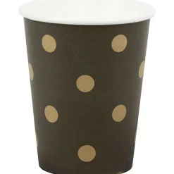 Gobelet en carton noir design pois dorés x10-Gifi Sale