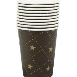 Gobelet en carton noir design étoiles dorées x10-Gifi Outlet