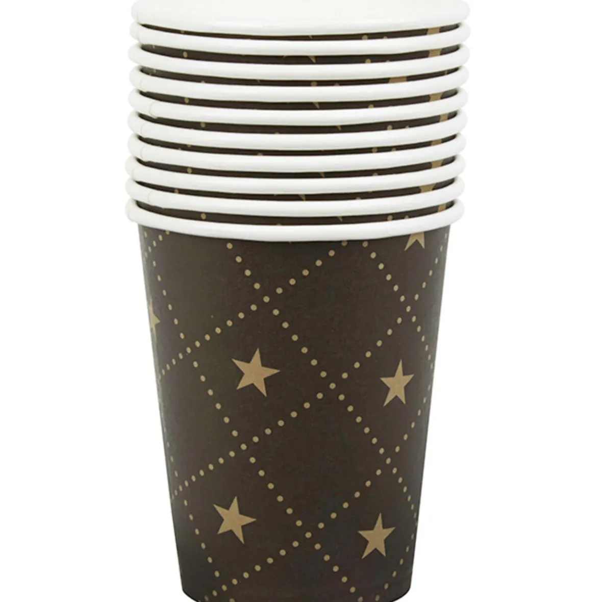 Gobelet en carton noir design étoiles dorées x10-Gifi Outlet