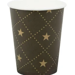 Gobelet en carton noir design étoiles dorées x10-Gifi Outlet
