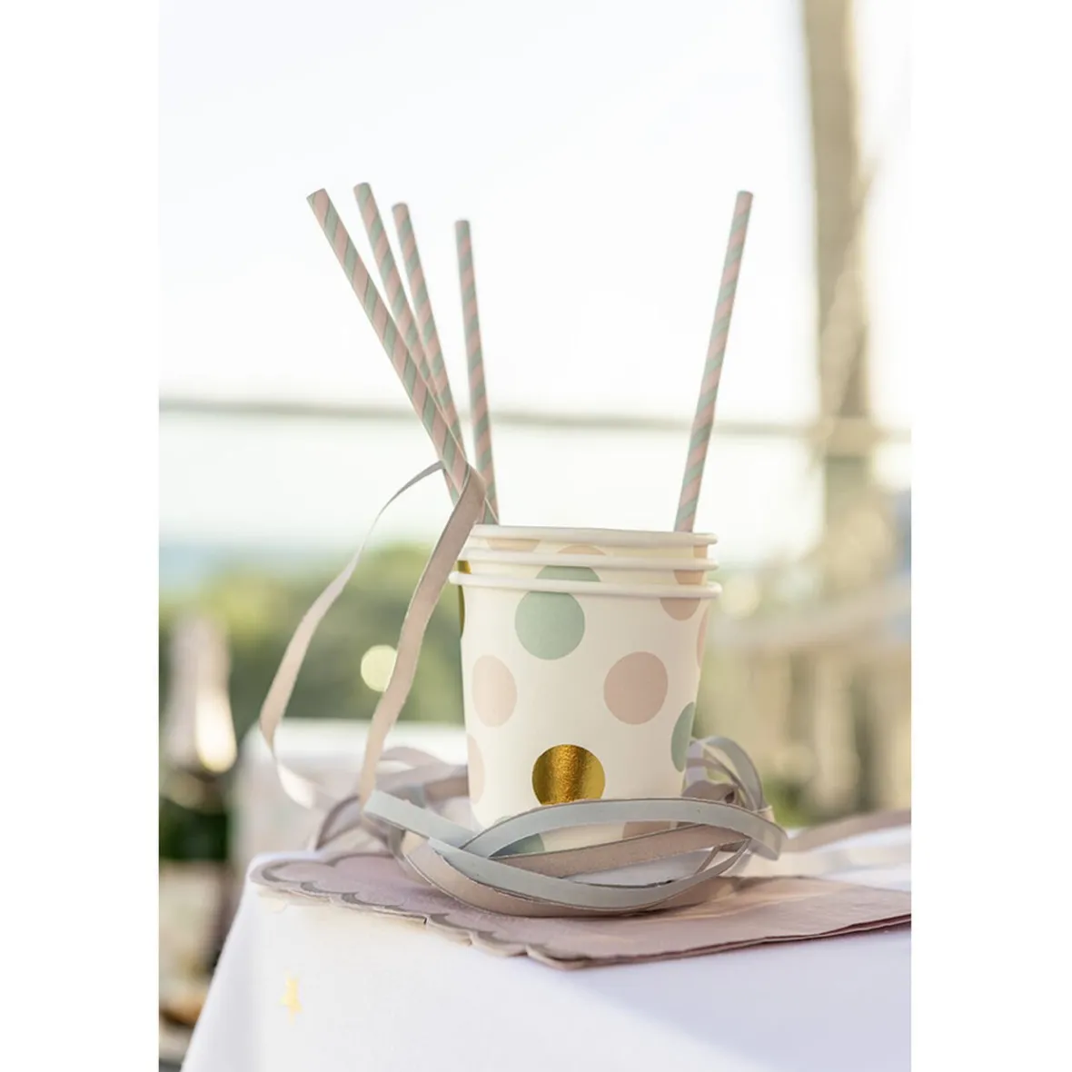 Gobelet en carton rose, vert et doré à poids x 8-Gifi New