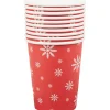 Gobelet en carton rouge design flocons blancs x10-Gifi Discount