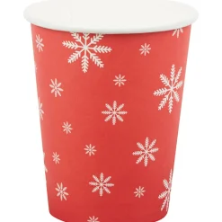 Gobelet en carton rouge design flocons blancs x10-Gifi Discount
