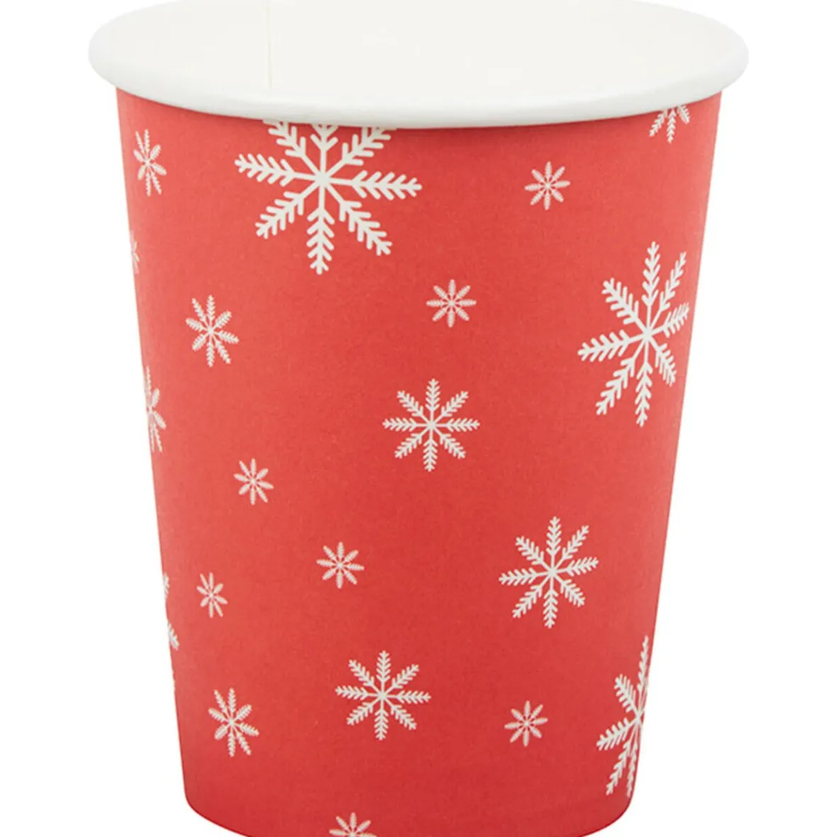 Gobelet en carton rouge design flocons blancs x10-Gifi Discount