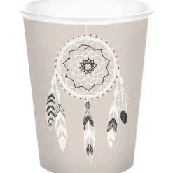 Gobelet jetable design attrape rêves blanc noir x10-Gifi Best