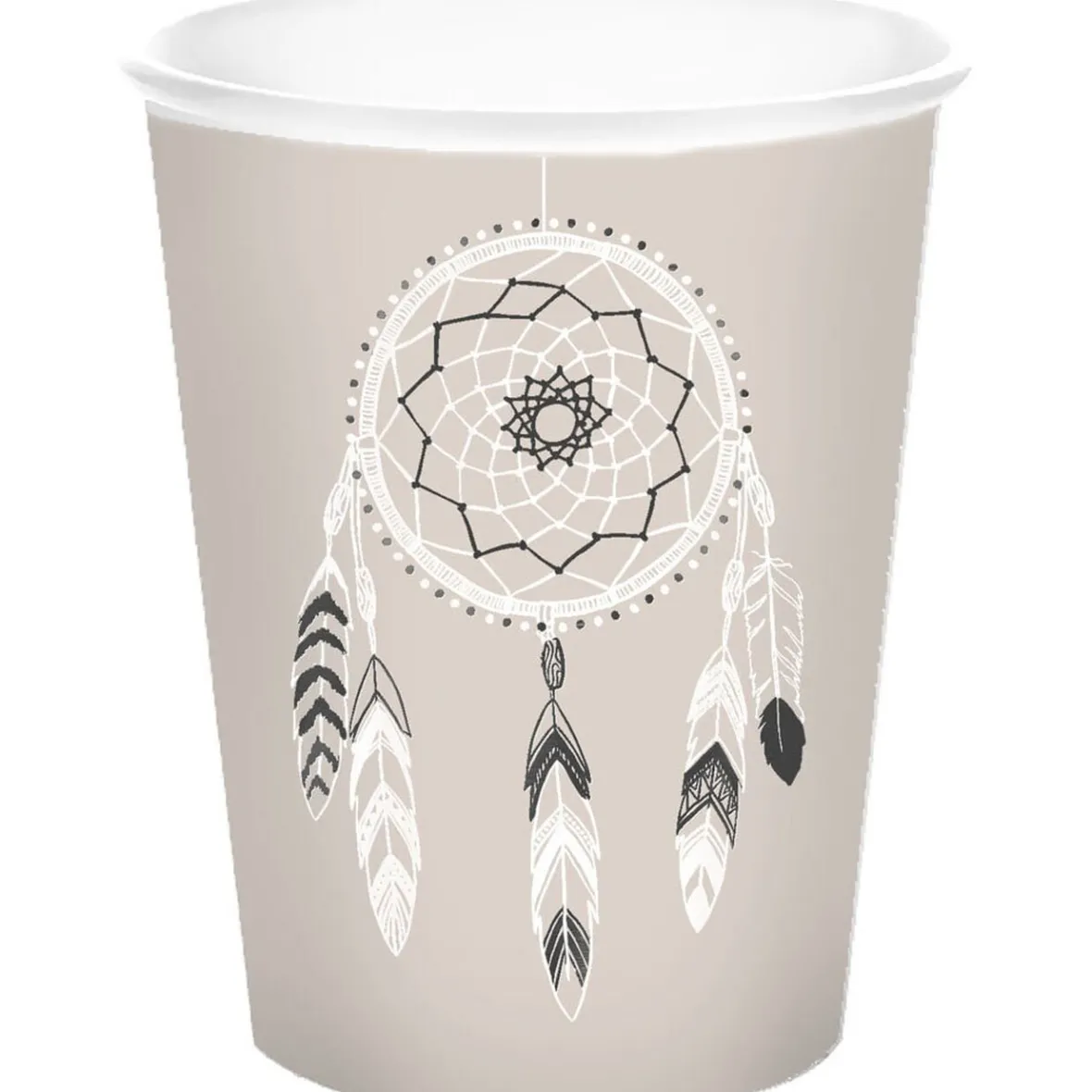 Gobelet jetable design attrape rêves blanc noir x10-Gifi Best