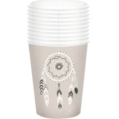 Gobelet jetable design attrape rêves blanc noir x10-Gifi Best