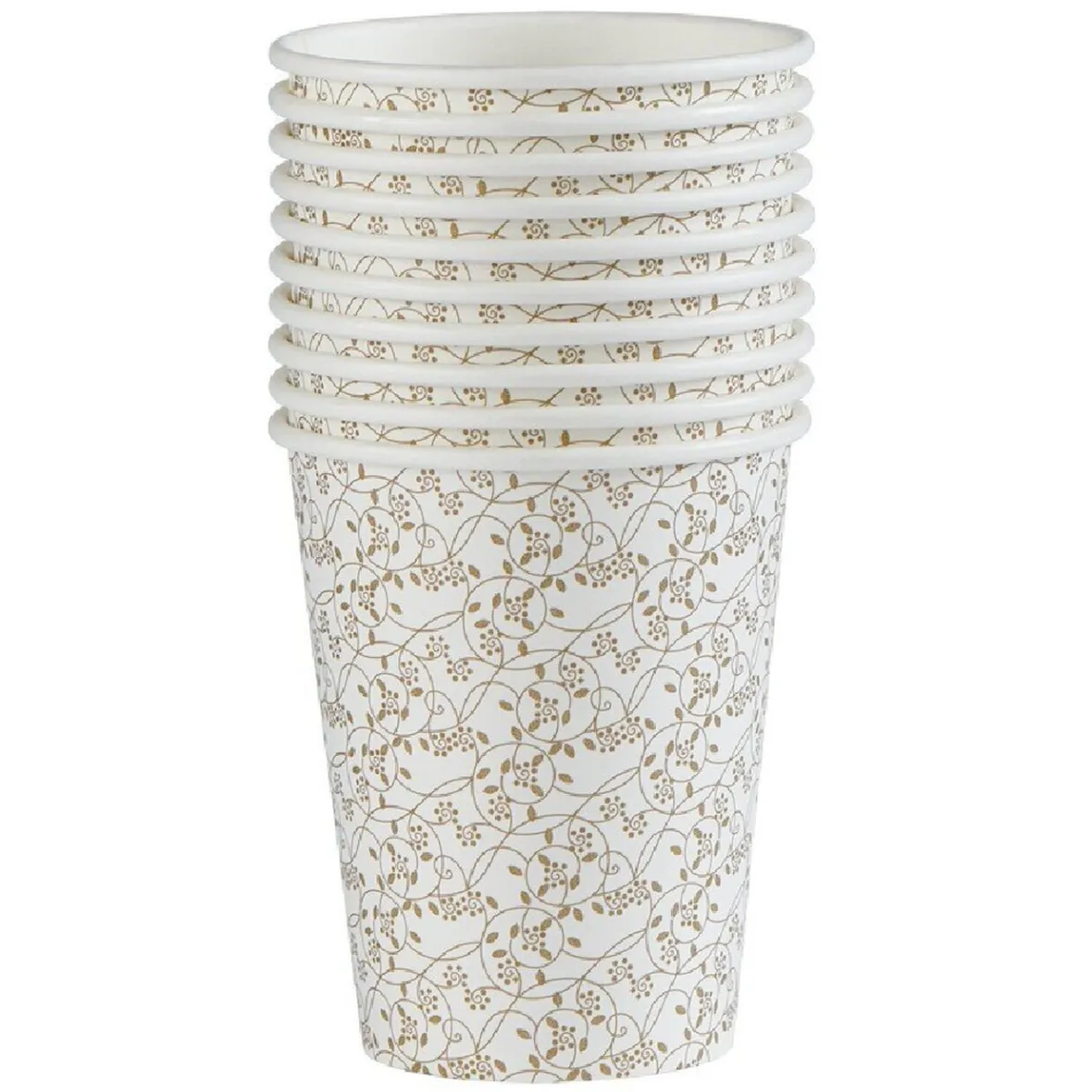 Gobelet jetable motif botanique or et blanc 25 cl x10-Gifi Hot