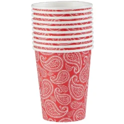 Gobelet jetable motif cachemire paisley rouge blanc 25cl x10-Gifi Hot
