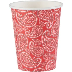 Gobelet jetable motif cachemire paisley rouge blanc 25cl x10-Gifi Hot