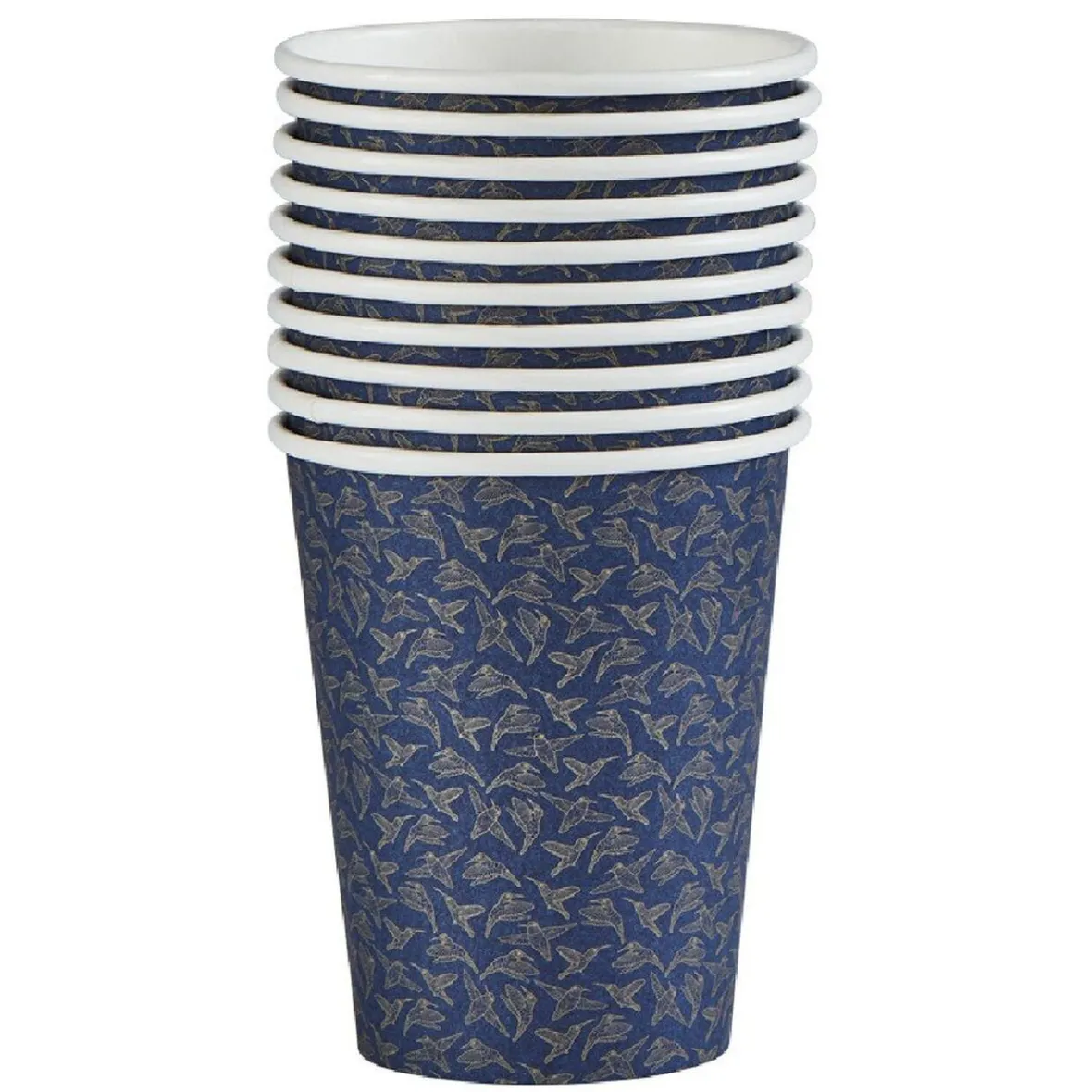 Gobelet jetable motif colibri bleu et or 25 cl x10-Gifi Outlet