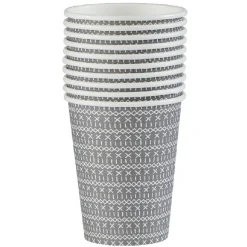Gobelet jetable motif crochet croix gris et blanc 25 cl x10-Gifi Online