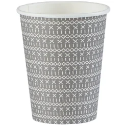 Gobelet jetable motif crochet croix gris et blanc 25 cl x10-Gifi Online