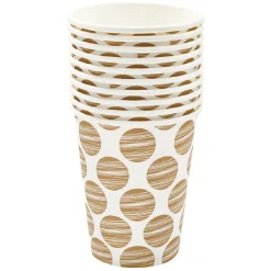 Gobelet jetable motif gros pois or et blanc 25 cl x10-Gifi
