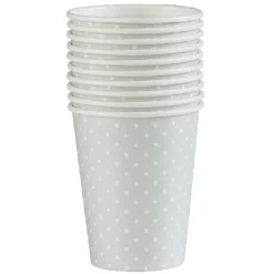 Gobelet jetable motif petit pois gris et blanc 25 cl x10-Gifi