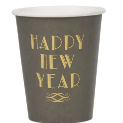 Gobelet jetable noir design Happy New year x10-Gifi Discount