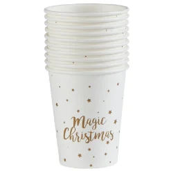 Gobelet jetable Noël Magic Christmas blanc doré 25cl x10-Gifi