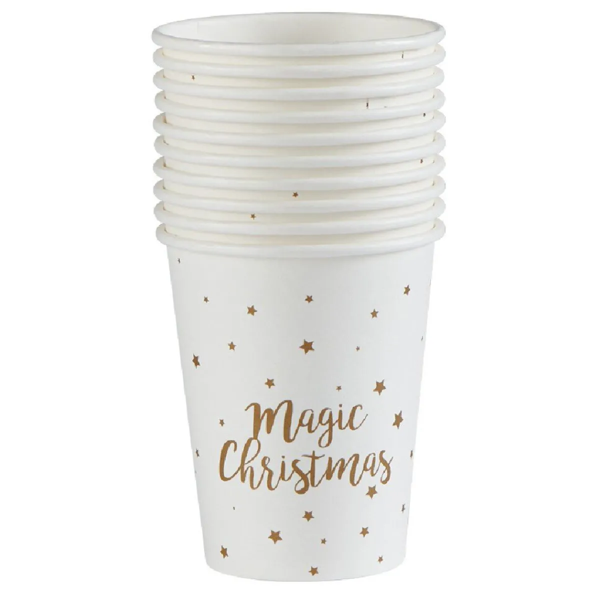 Gobelet jetable Noël Magic Christmas blanc doré 25cl x10-Gifi