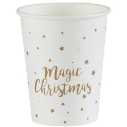 Gobelet jetable Noël Magic Christmas blanc doré 25cl x10-Gifi