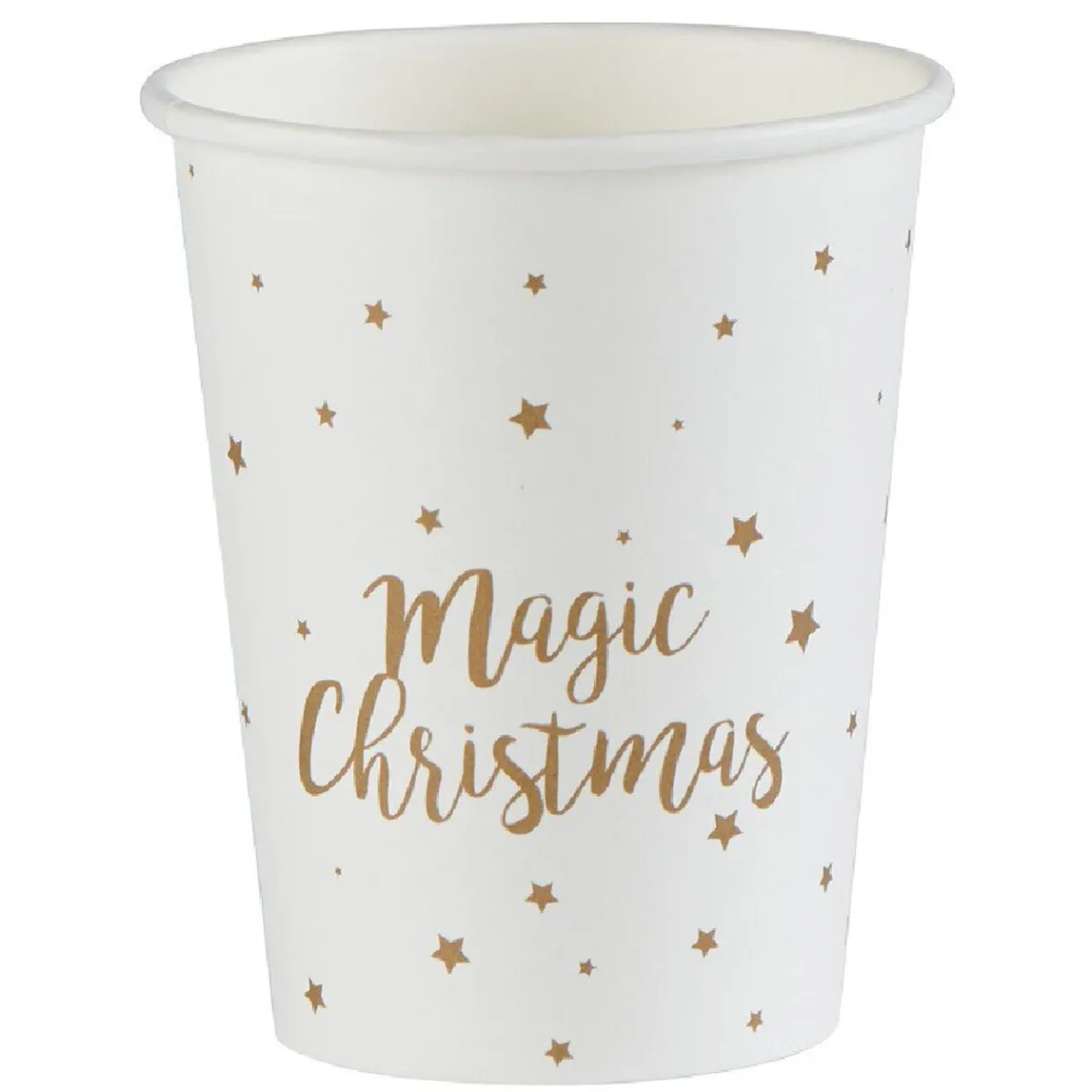 Gobelet jetable Noël Magic Christmas blanc doré 25cl x10-Gifi