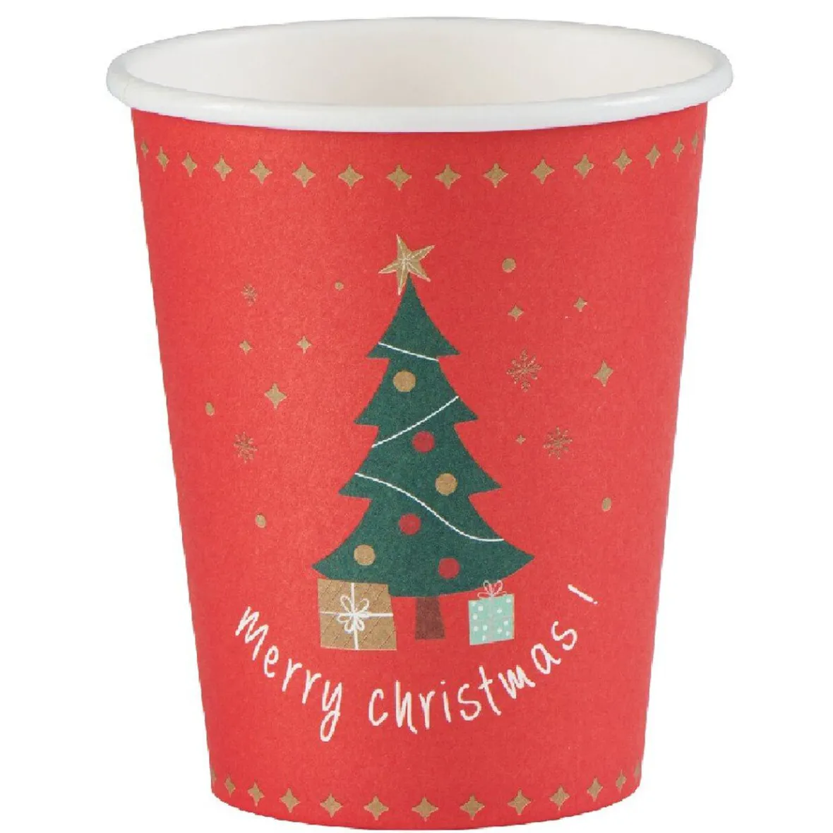 Gobelet jetable Noël Merry Christmas sapin rouge 25 cl x10-Gifi