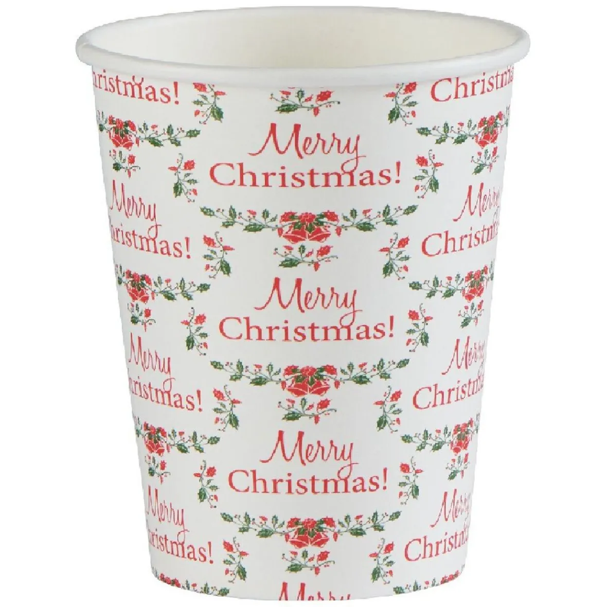 Gobelet jetable Noël Merry Christmas houx blanc 25 cl x10-Gifi New