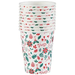 Gobelet jetable Noël motif houx fleur blanc rouge 25 cl x10-Gifi Best