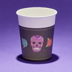 Gobelet papier Halloween tête de mort mexicaine 260ml x8-Gifi Outlet