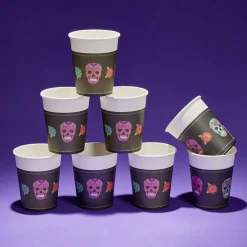 Gobelet papier Halloween tête de mort mexicaine 260ml x8-Gifi Outlet